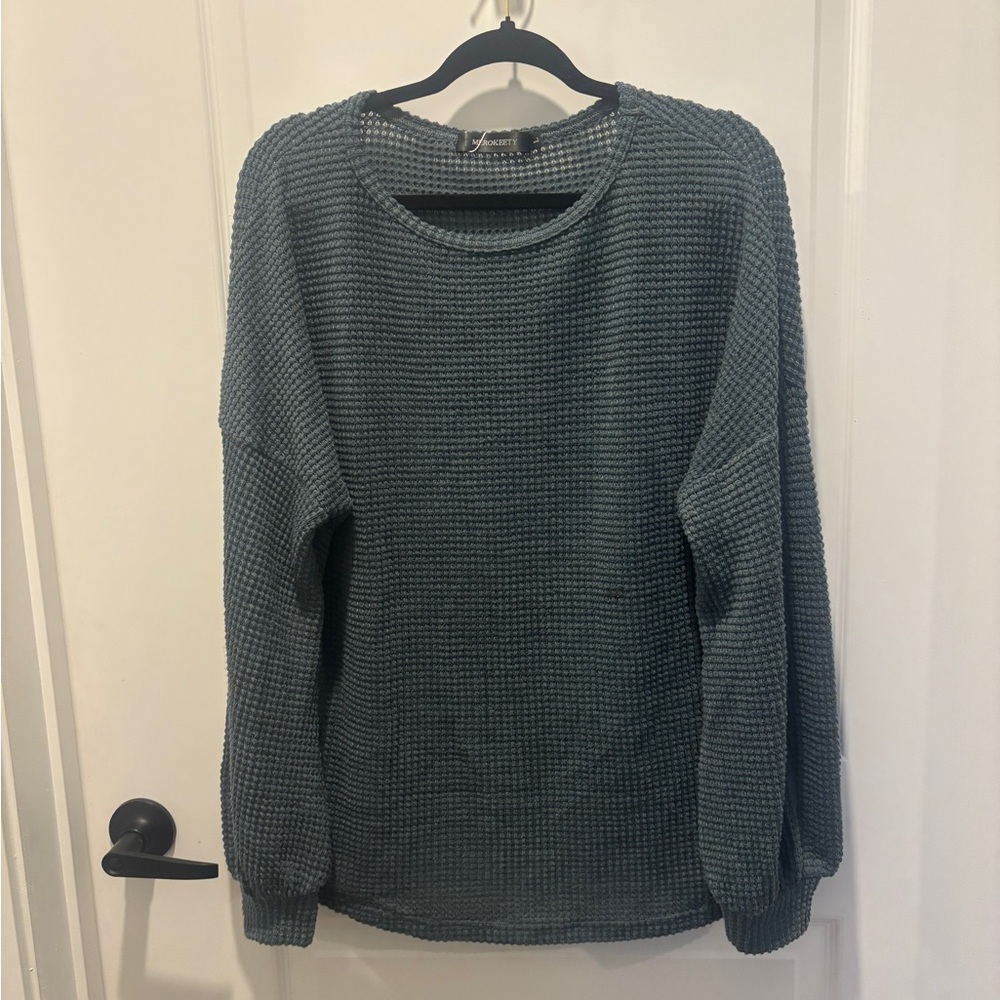 Elegant Teal Crew Neck Sweater